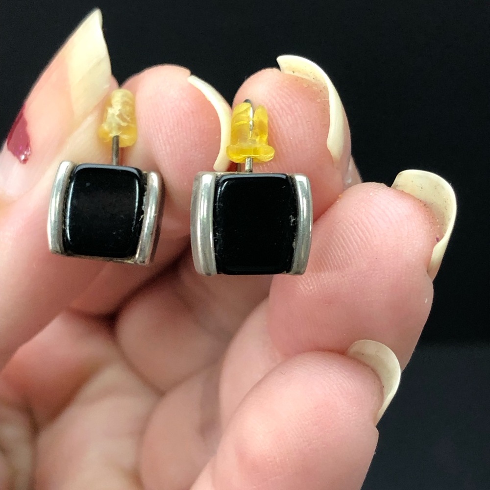 Sterling and onyx earrings